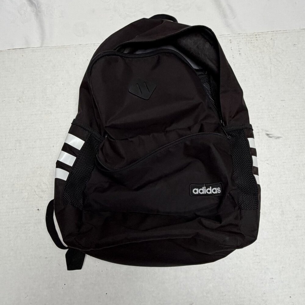 Adidas Classic 3 Stripe Unisex Backpack Black White Stripes One Size Travel